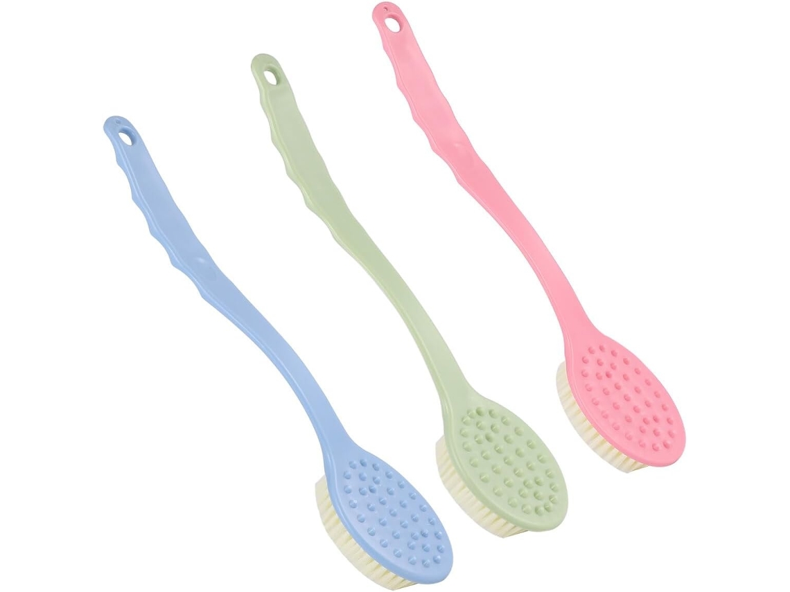 Lurelia Pack De 3 Escovas Esponja De Banho Para Costas E Corpo, Esponja Suave, Cabo Longo E Cerdas Macias