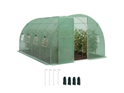 Estufa em Túnel com 12m², Porta 295x400x200cm e 8 Janelas, Lona Pe 140g/m² na Cor Verde