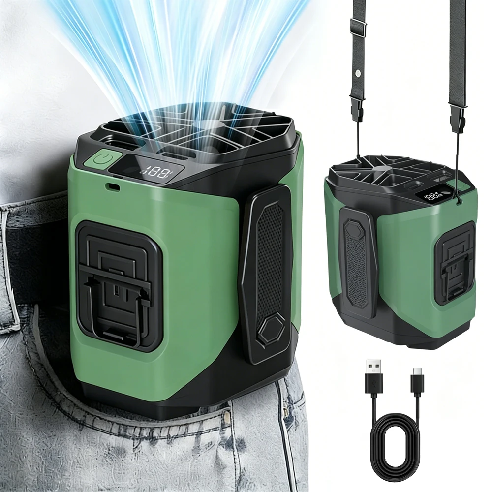 (modelo 1 - Verde) Ventilador Portátil 3 Em 1 Para Pescoço E Mesa, Bateria De 6000mah, Recarregável Via Usb