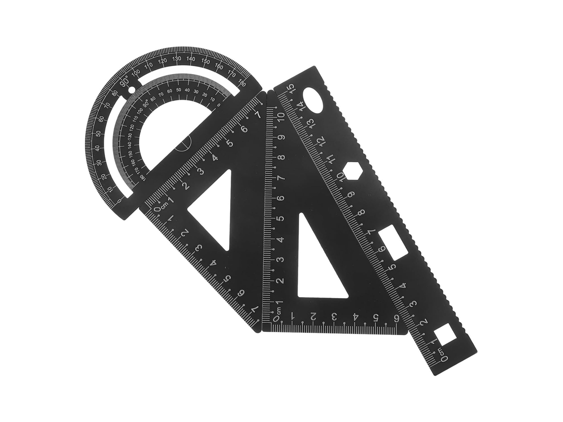 Régua E Square, feita de metal em liga de alumínio, transferência semicircular, portátil e durável para uso escolar fora de mesas.
