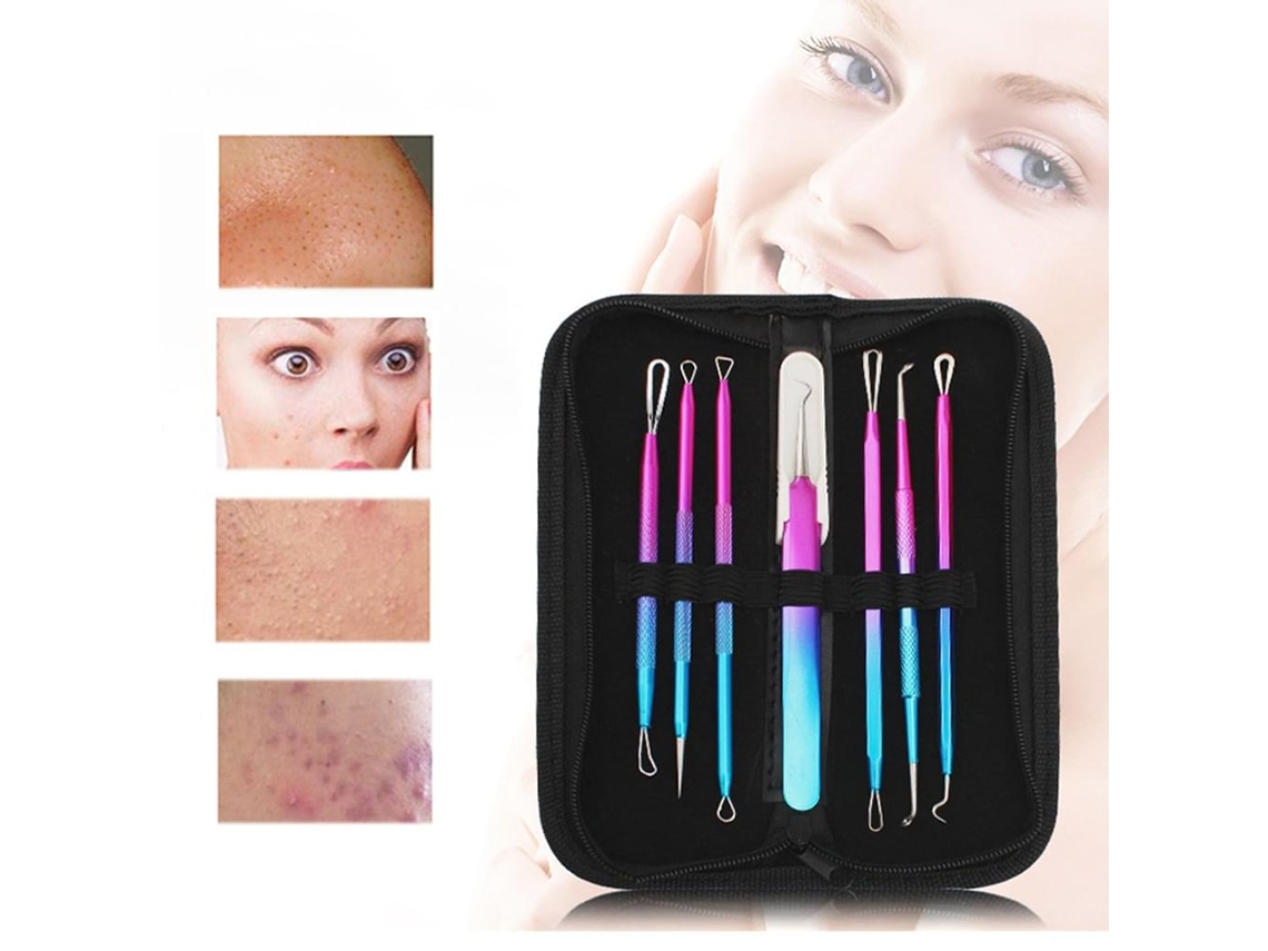 Conjunto de Espremedor de Comedões Removedor de Cravos Terresa 7 Peças Pinças Depilando Kit Removedor de Cravos Acne Ferramenta Extrator Removed