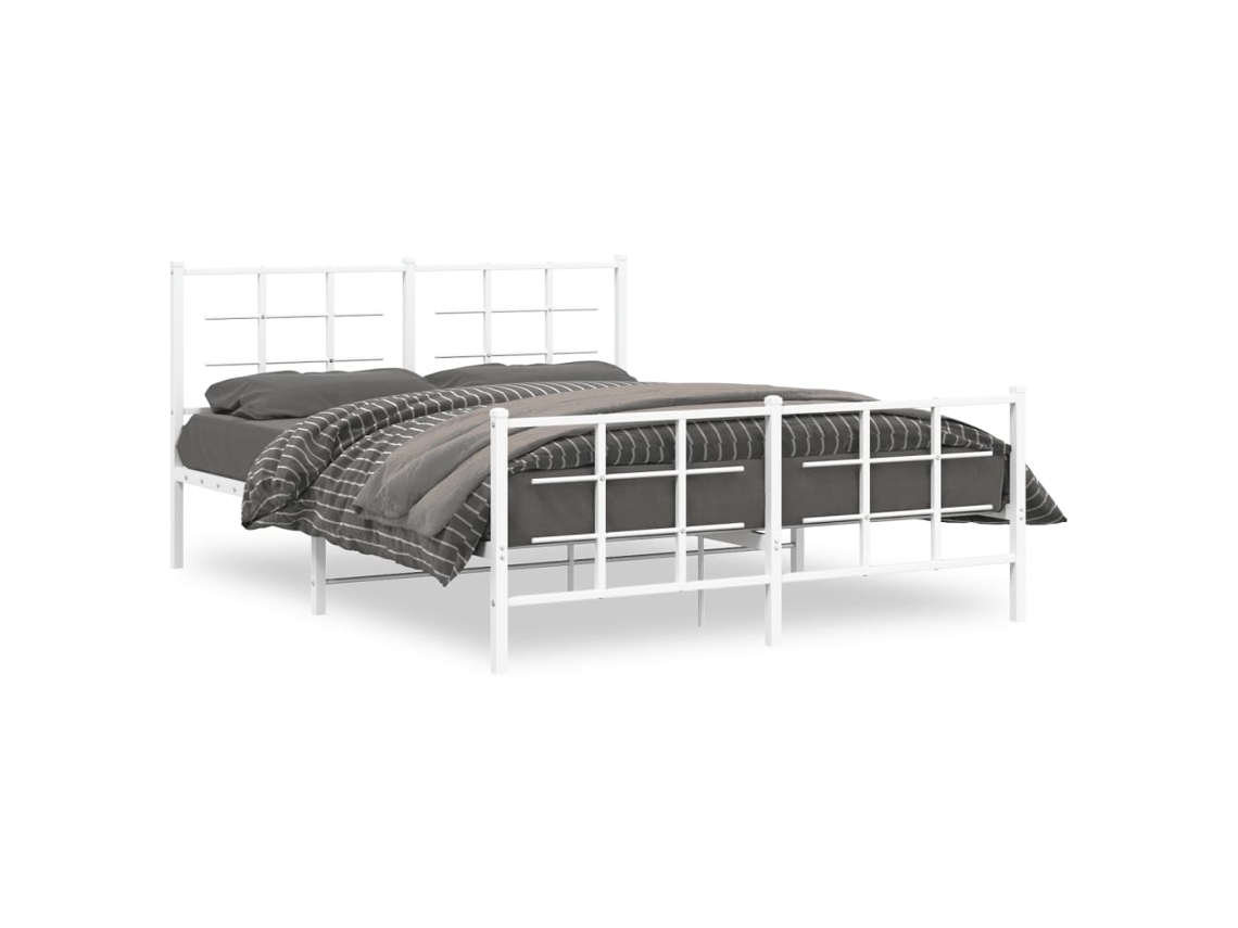 Bed Frame, Bed Frames Vidaxl Branco Aço (150 X 200 Cm)