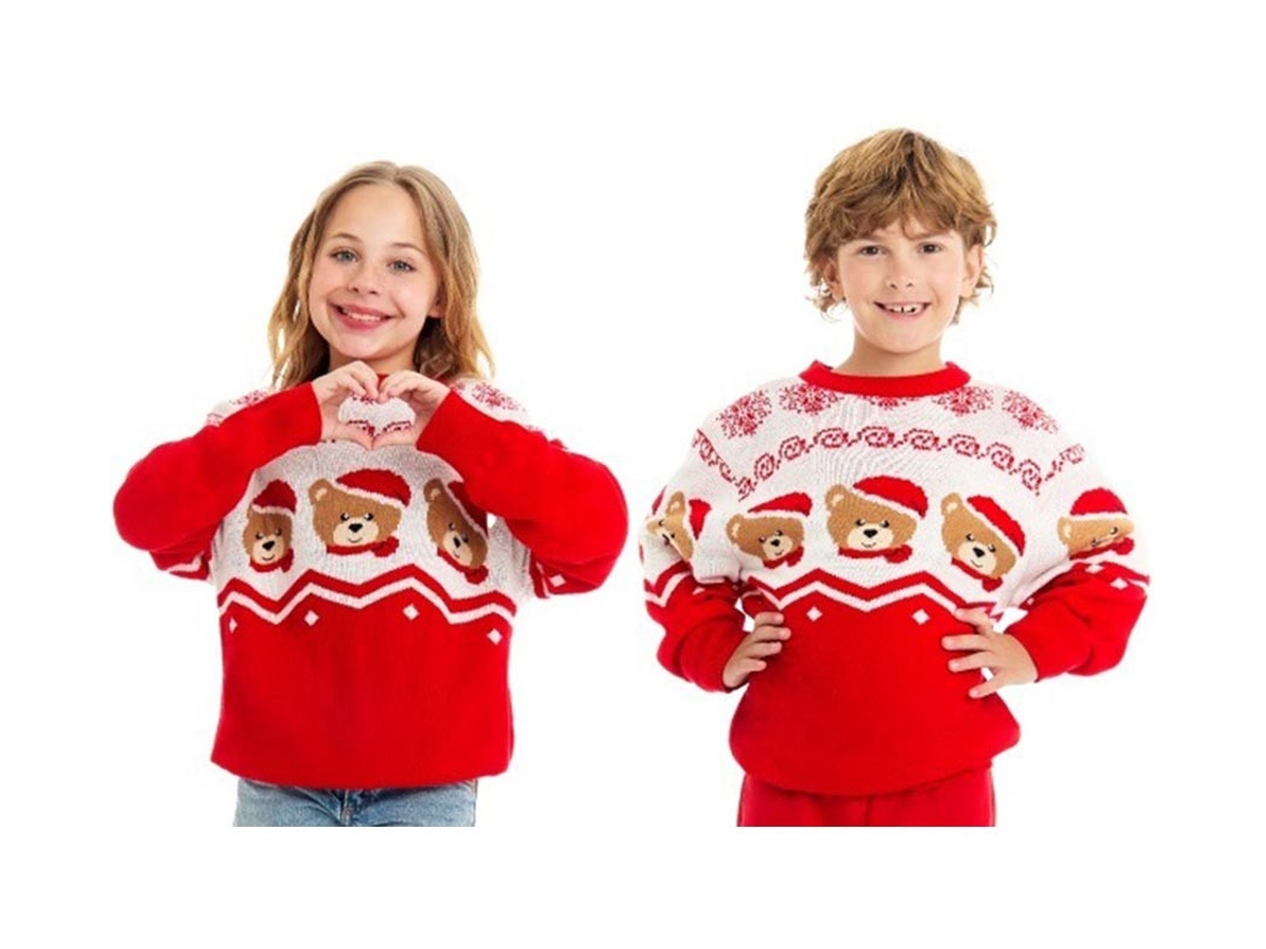 Suéter de Natal com ursos vermelhos e brancos para crianças