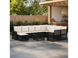 Vidaxl Conjunto De Sofá De Jardim 11 Unid. Preto Vime Pe