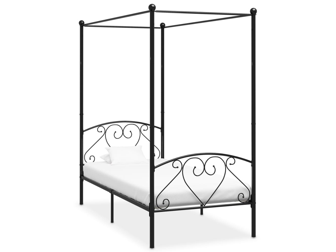 Bed Frame, Bed Frames Vidaxl Preto Metal (100 X 200 Cm)