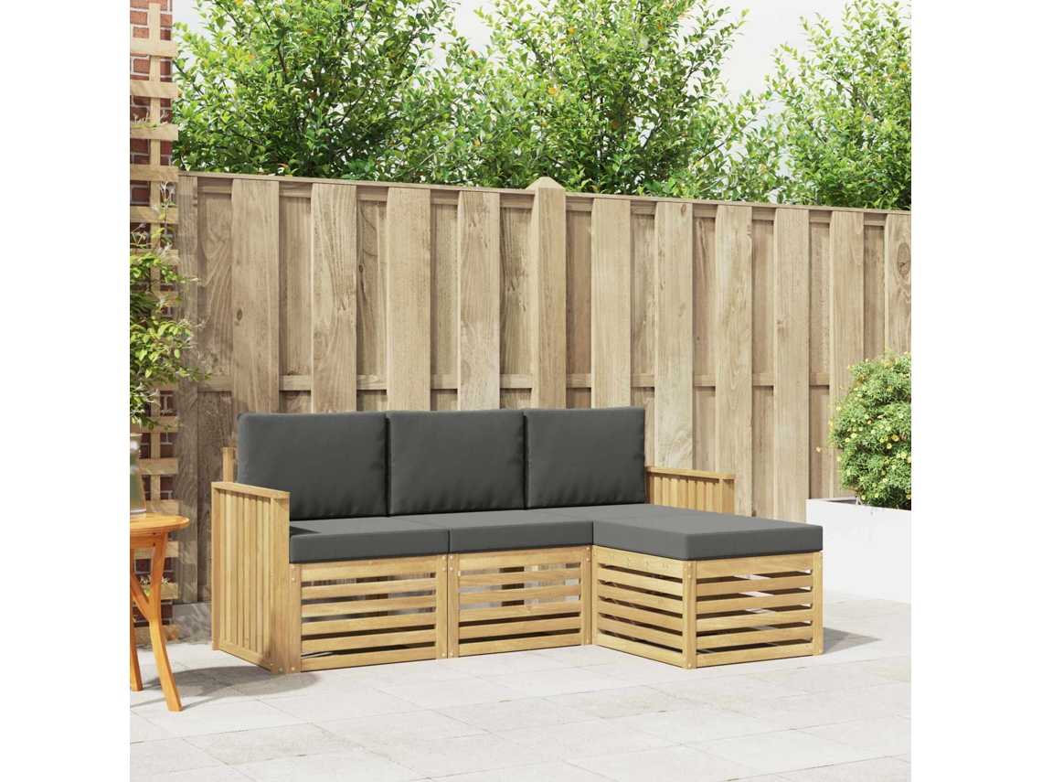 Vidaxl Conjunto De Sofás Para Exterior 4 Pcs Branco E Antracite
