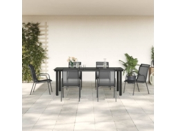 Conjunto 7 Pcs De Jantar Para Jardim Aço E Textilene Preto Dkd Home Decor
