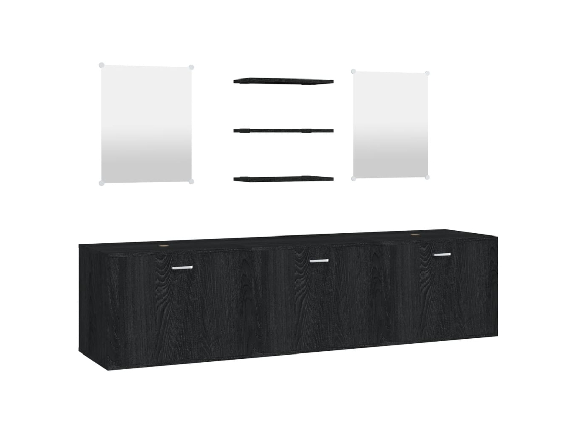 Conjunto de 6 Móveis para Casa de Banho, Madeira Preto MAISON EXCLUSIVE