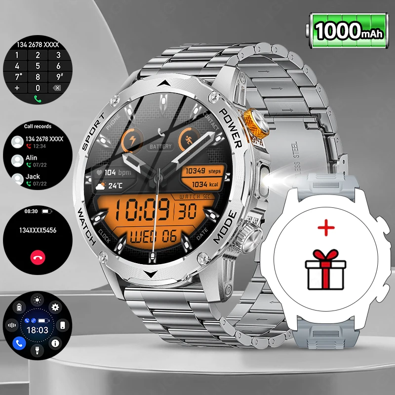 (prata Metálico) Smartwatch Com Chamadas Bluetooth, Bateria De 1000mah E Visor Para Atividades Físicas.