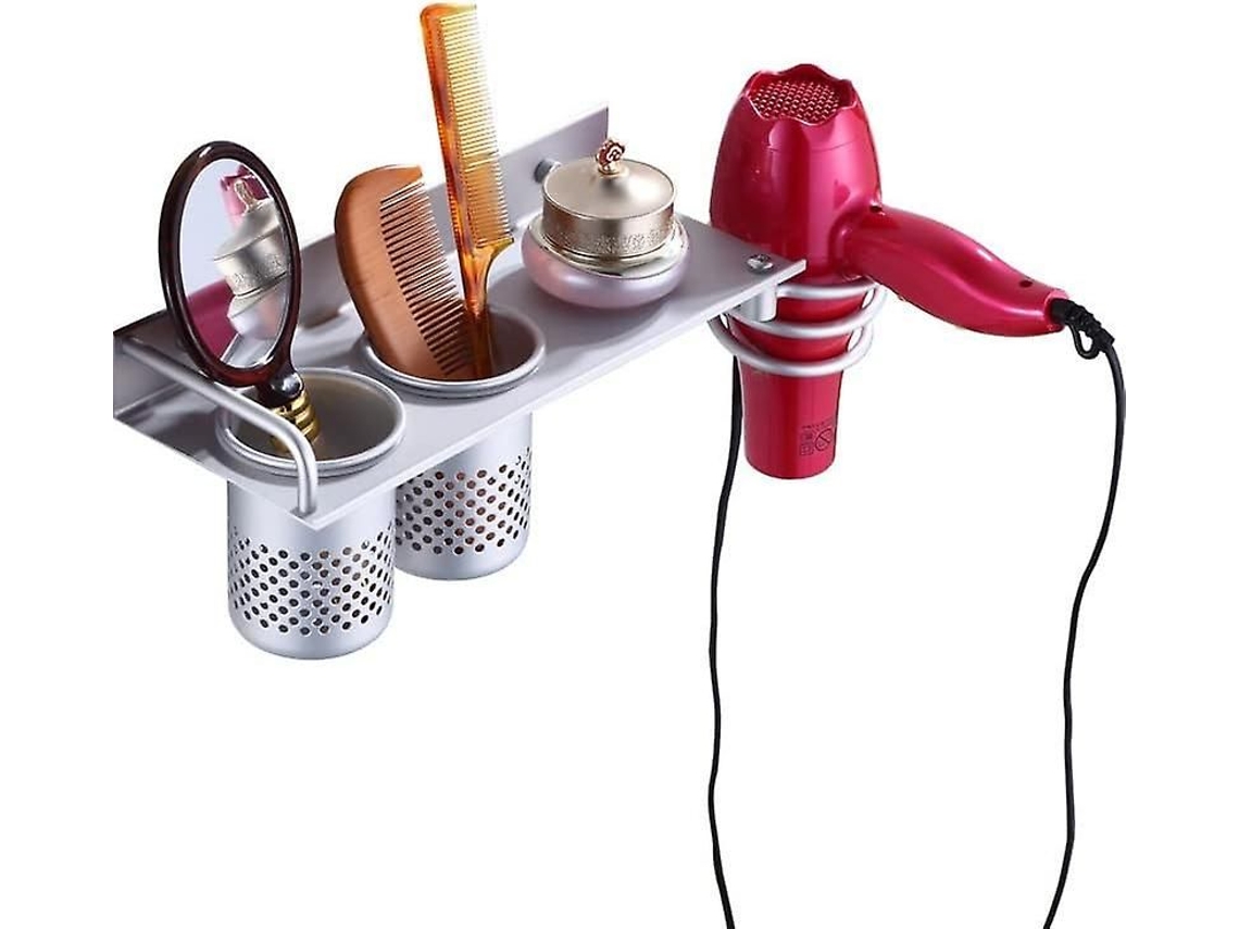 Suporte para Secadora de Cabelo, Alisador Banheiro, Cabelo Montado na Pared e com Organizador Cabos, S GOKOCO