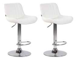 Conjunto de 2 banquetas altas em PVC branco com costura vertical e estrutura de metal cromado 10_0004277
