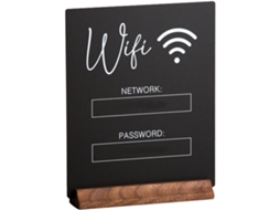 Placa Com Senha De Wi-fi - Base De Madeira