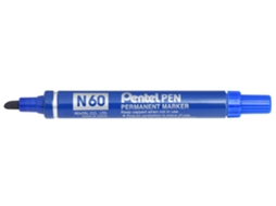 PENTEL N 60 Marcador Permanente Ponta Cinzel Azul 12 Peças