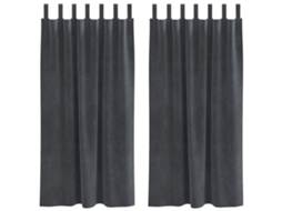 Conjunto 2 Cortinas Opacas Vidaxl Cinzento-claro Veludo (140 X 175 Cm)
