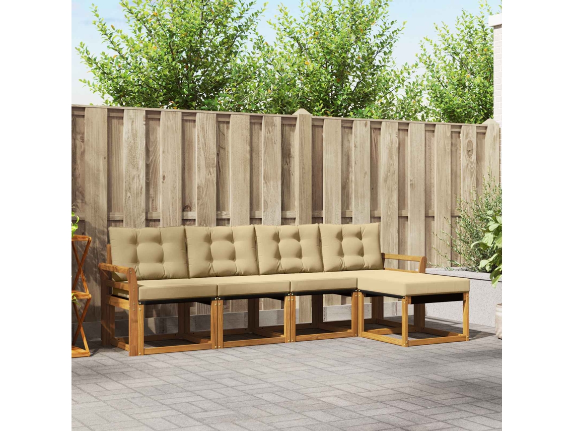 Vidaxl Conjunto De Sofás Para Exterior 5 Unid. Natural E Bege