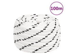 Vidaxl Corda De Trabalho 16 Mm 100 M Poliéster Branco