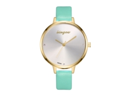 Relógio de Pulso Feminino Analógico de Quartzo com Pulseira Pu Clássico Simples (mint)