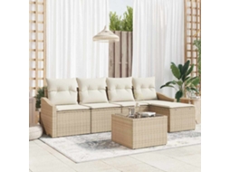 Vidaxl Conjunto De Sofás 6 Unid. Bege Vime Pe