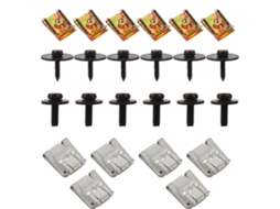 Conjunto de 24 clipes e parafusíveis de aço inoxidável para montagem de motor.