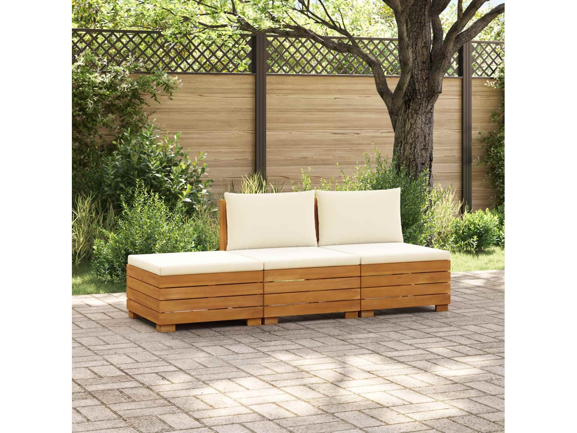 Vidaxl Conjunto De Sofás Para Exterior Com Almofada 3 Peça Castanho