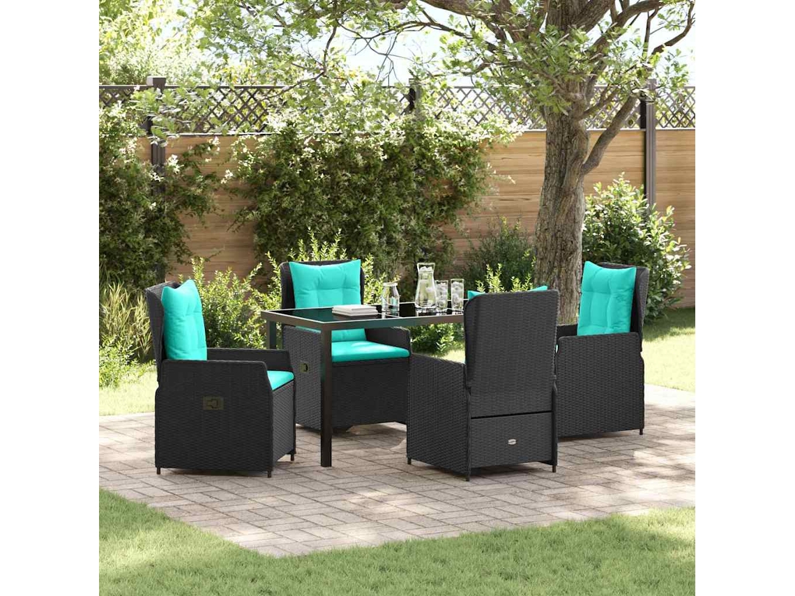 Vidaxl Conjunto De Jantar Para Jardim 5 Unid. Preto Rattan Sintético