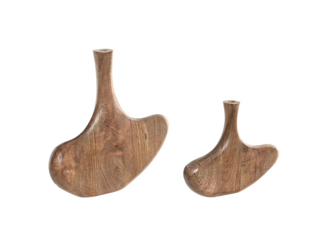 Conjunto De 2 Vasos Home Esprit Castanho Madeira De Mangueira Abstrato Natural Urbana 29 X 4,5 X 26 Cm (2 Peças)
