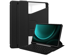 Capa Com Teclado Bluetooth Compatível Com Galaxy Tab S9 Fe Plus, Giratória 360°, Suporte Integrado, Cor Preto