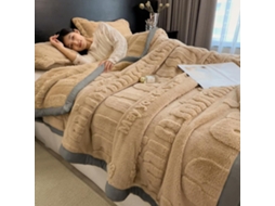 Manta de Lã Coral Quentinha para Outono e Inverno Veludo Jacquard com Letras Macia Felpuda, Macio, Quente, Ide