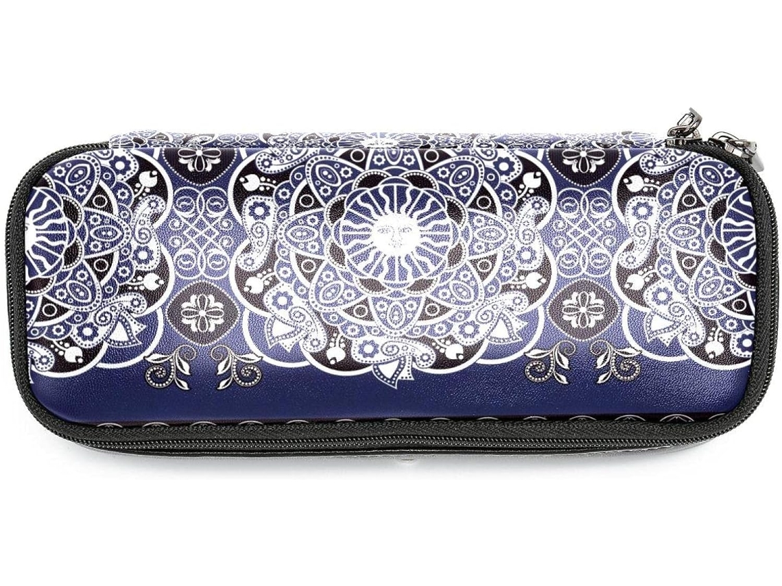 Estojo Lápis Com Estampa Floral Mandala Boêmia Hippie De Grande Capacidade, Ideal Marcadores, Organizador E