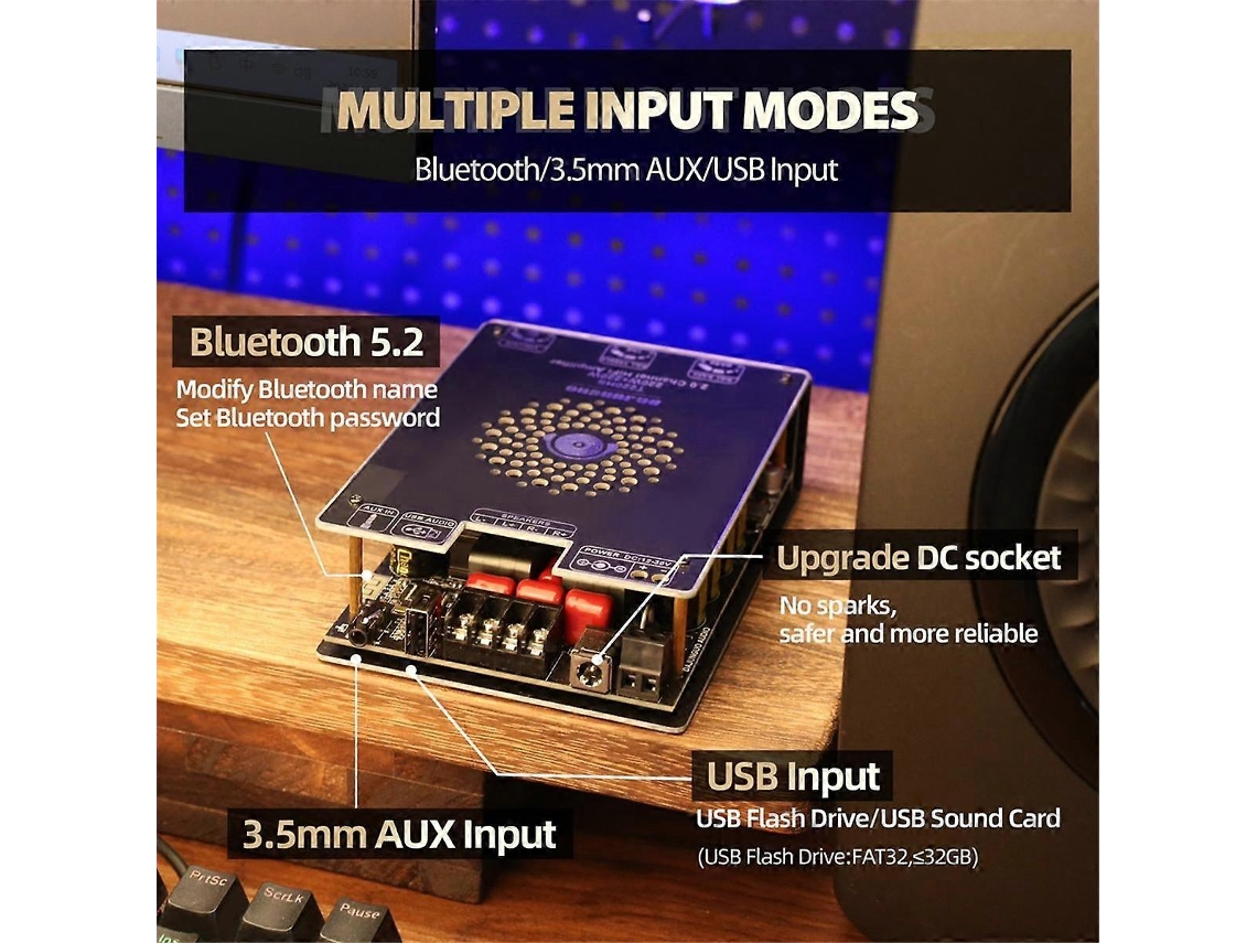 Placa Amplificadora Bluetooth T220hs, Amplificador Estéreo Hifi De 220 W + 220 W Com Módulo De Áudio Bluetooth 5.2 Tpa3251.