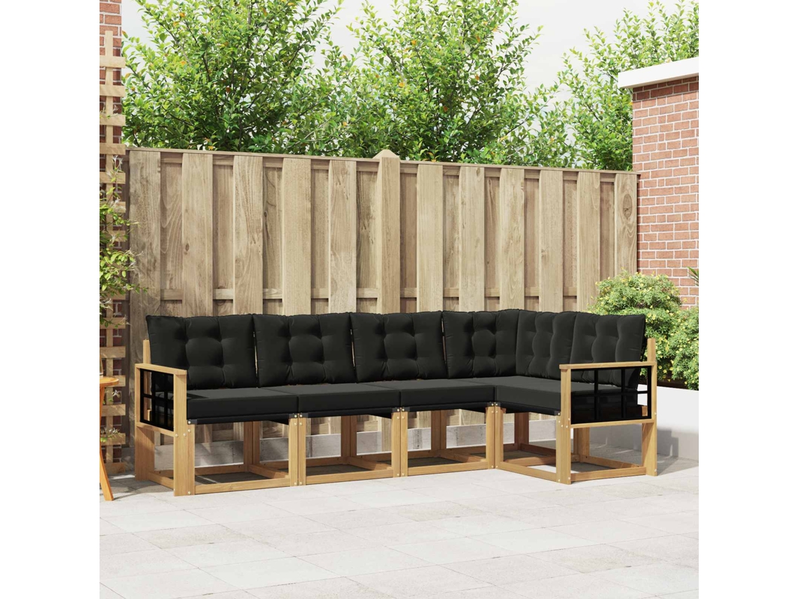 Vidaxl Conjunto De Sofás Para Exterior 5 Unid. Branco E Preto