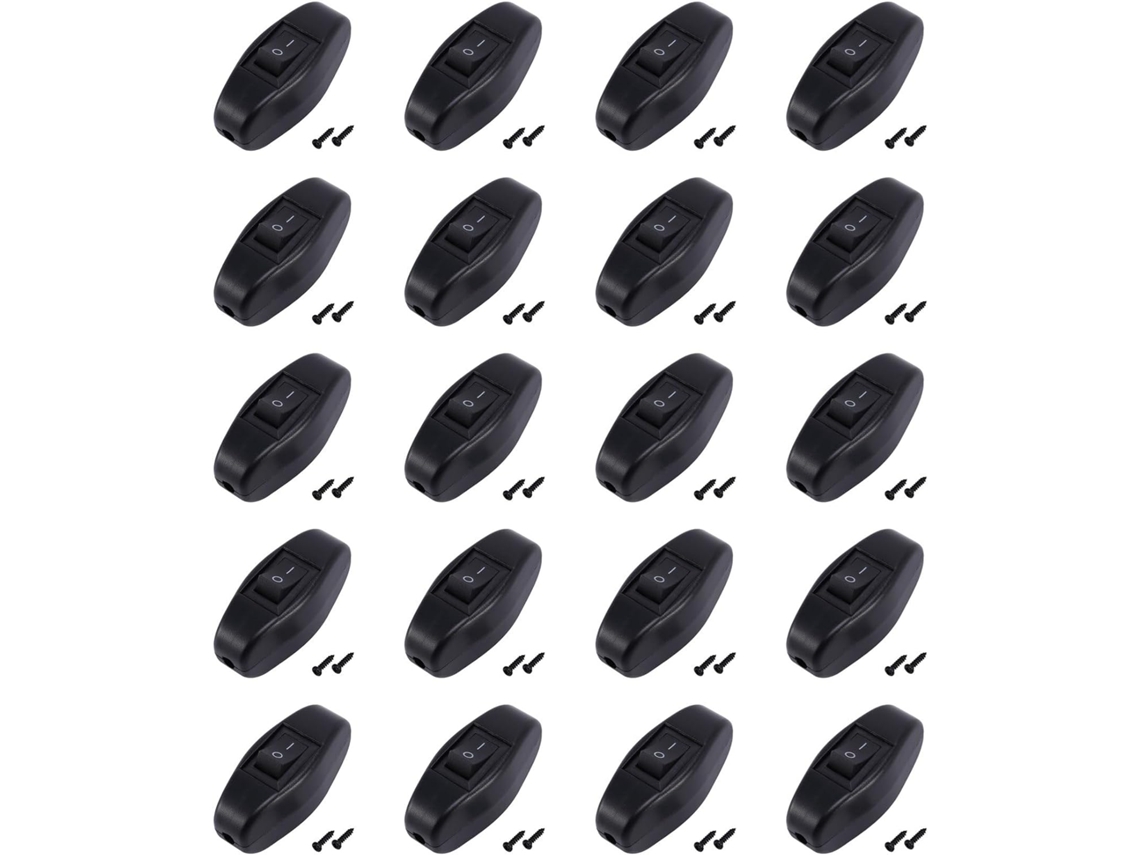 Yiyao 20x Interruptor De Botão Liga Desliga Preto 6a 250vac 10a 125vac Para Quarto
