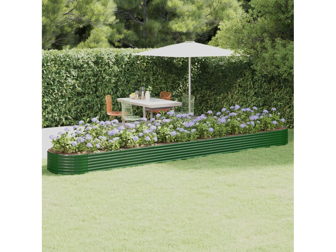 Vidaxl Canteiro Elevado Jardim 544x100x36 Cm Aço Galvanizado Verde