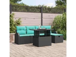 Vidaxl Conjunto De Sofá De Jardim 6 Unid. Preto Vime Pe