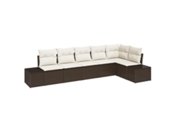 Conjunto 6 Móveis De Jardim Vidaxl Castanho Vime Pe (184 X 62 X 85 Cm)