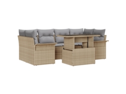 Conjunto 7 Conjunto De Sofá Modular Vidaxl Bege Vime Pe (100 X 55 X 73 Cm)