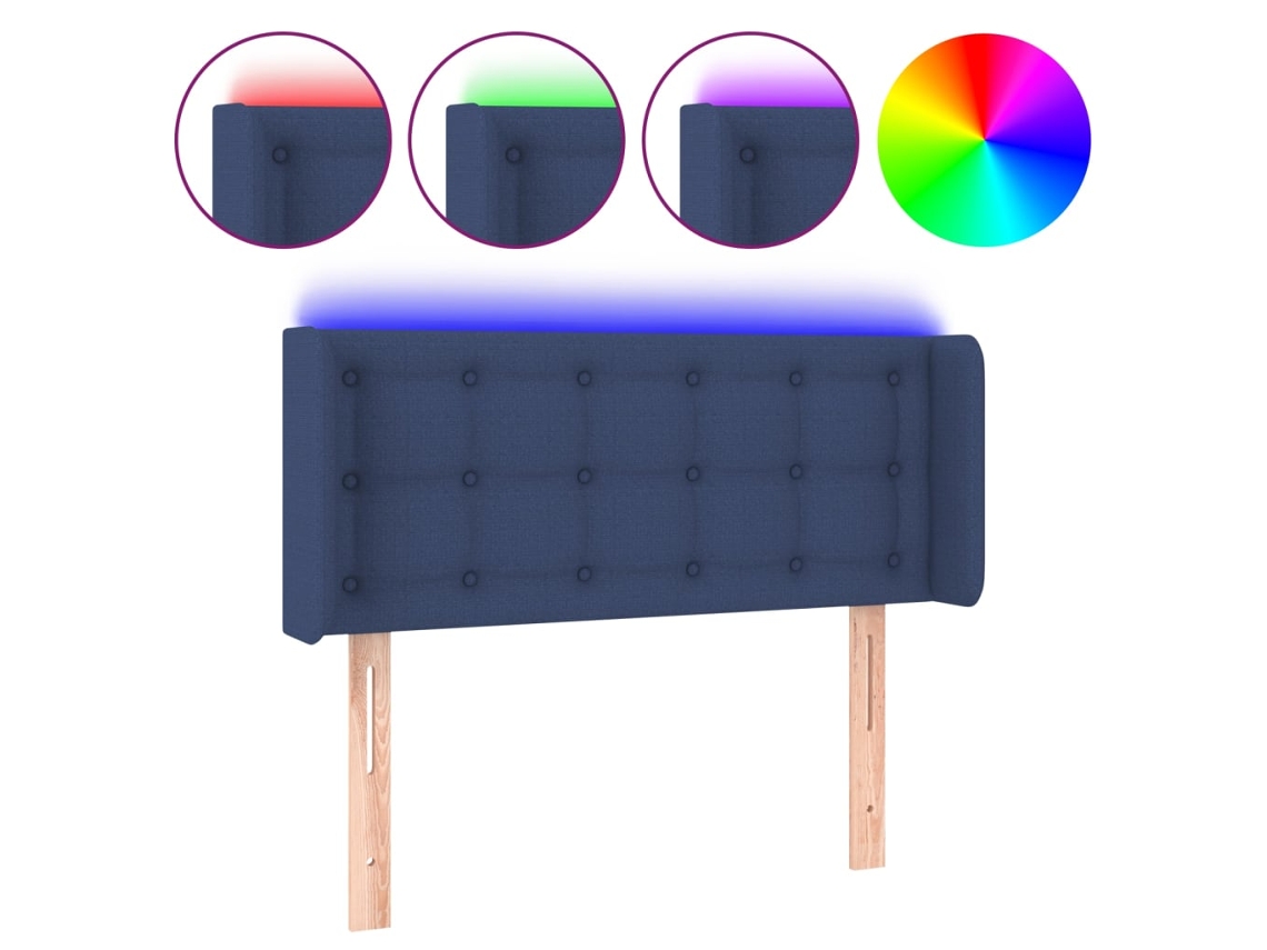 Led Headboard, Led Headboards Vidaxl Azul Tecido (103 X 16 X 78/88 Cm)