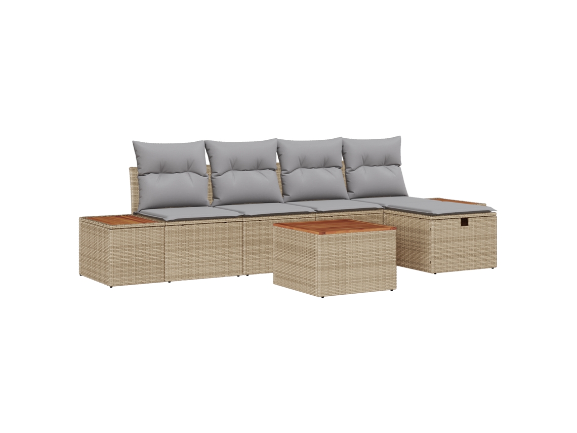 Conjunto 6 Móveis Para Exterior Vidaxl Bege Vime Pe (55 X 62 X 69 Cm)