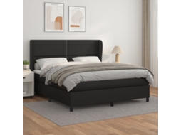 Vidaxl Cama Com Molas/colchão 180x200 Cm Couro Artificial Preto