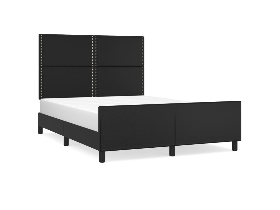 Bed Frame With Headboard, Bed Frames With Headboards Vidaxl Preto Couro Artificial (140 X 190 Cm)