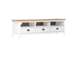 Vidaxl Móvel De Tv Hill 158x40x47 Cm Pinho Maciço Branco