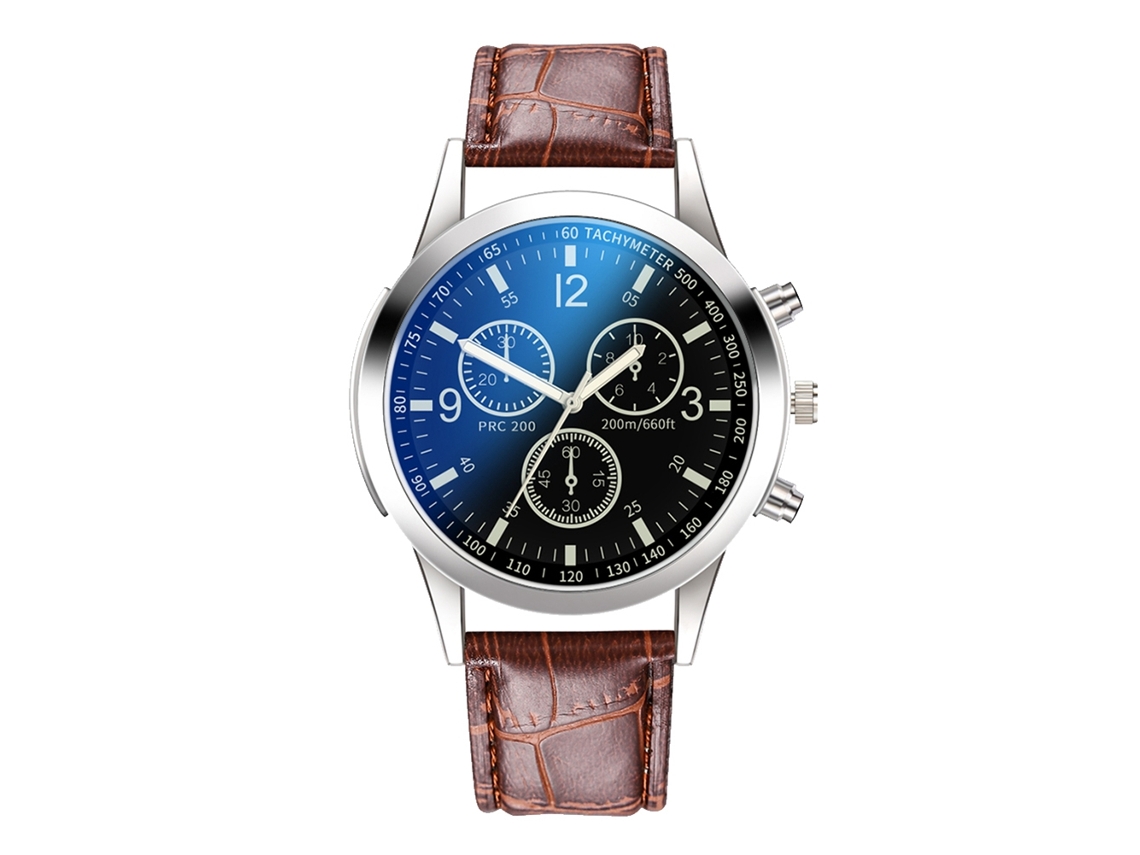 Reloj De Pulsera Analógico De Cuarzo Con Correa De Pu Para Hombres, Moda (negro+café)