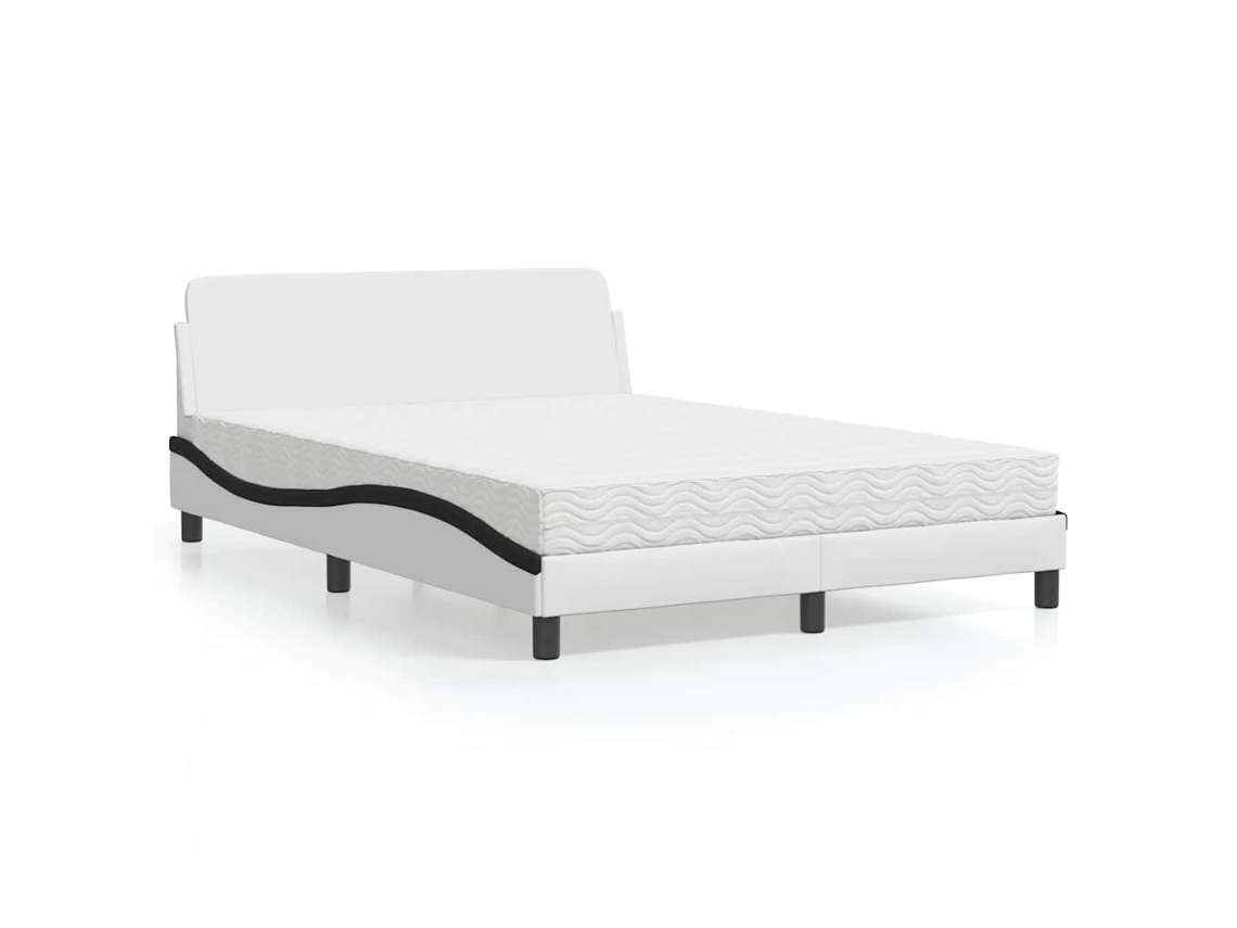 Vidaxl Cama Com Colchão Dover 140x200 Cm Couro Artificial Preto E Branco