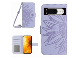 Capa De Celular De Couro Com Estampa De Girassol E Cordão Skin Feel
