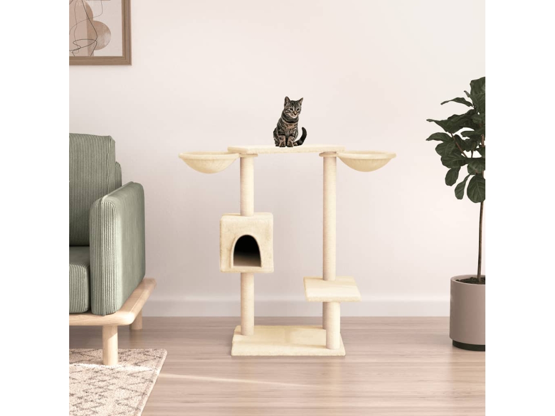 Vidaxl Árvore C/ Postes Arranhadores 82 Cm Cor Creme