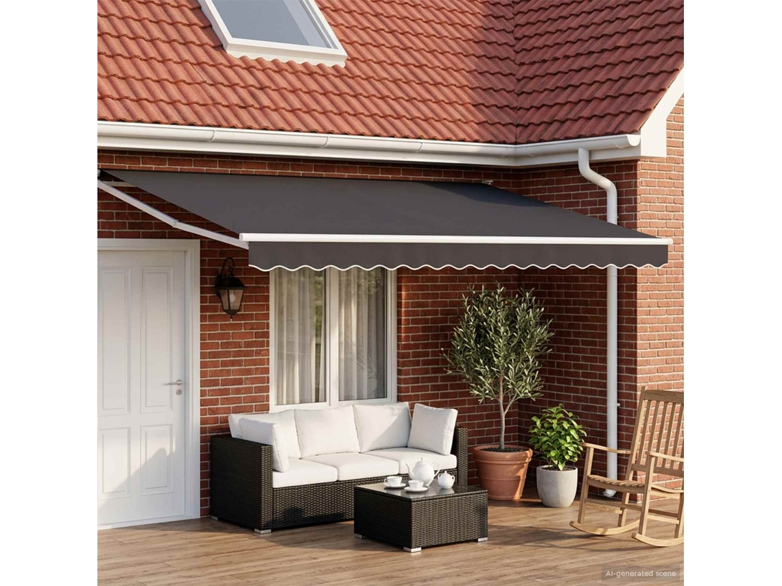 Vidaxl Toldo Retrátil Antracite 4 X 2 M 100% Poliéster E Alumínio