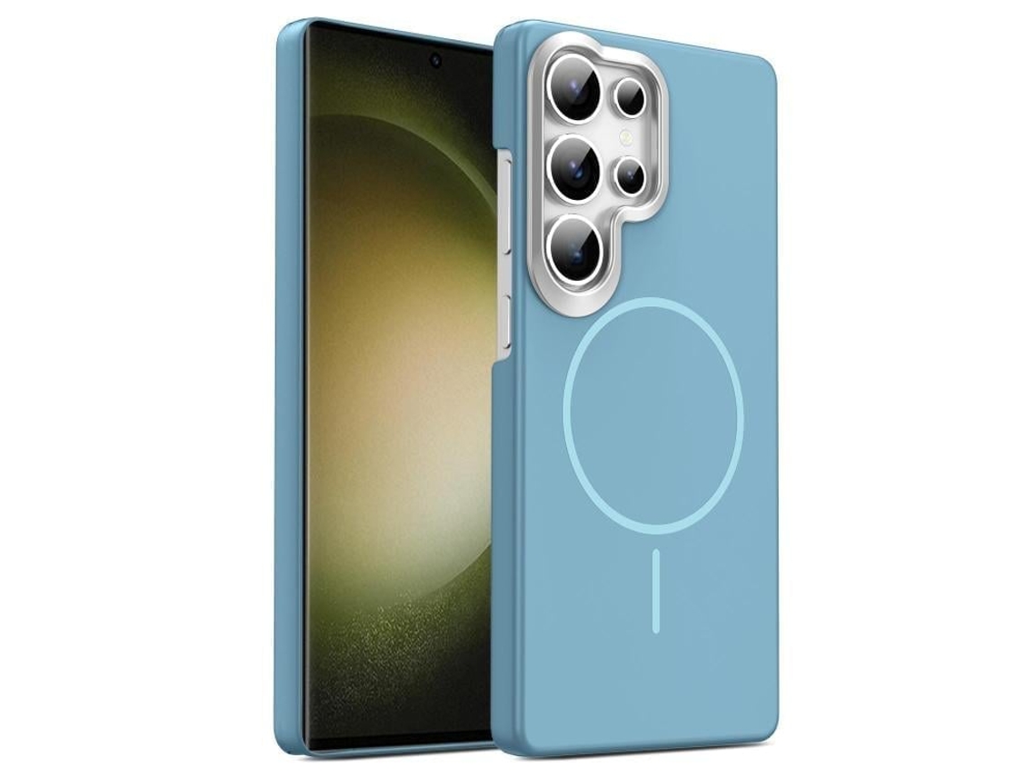 Capa Para Samsung Galaxy S23 Ultra 5g Fina Circular Magsafe À Prova De Choque Dourada Em Policarbonato Azul Oceano