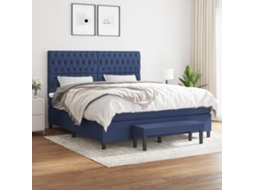 Vidaxl Cama Com Molas/colchão 180x200 Cm Tecido Azul