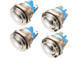 Conjunto De 4 Botões Campainha Led, Botão De Pressão Substituível Em Cobre Niquelado, Fácil Instalação Campainha