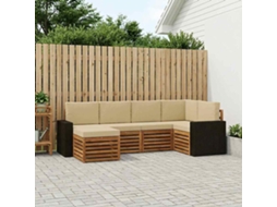 Vidaxl Conjunto De Sofá Sectional Com Almofada 6 Pcs Natural E Bege